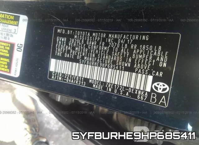 5YFBURHE9HP685411 фото 10