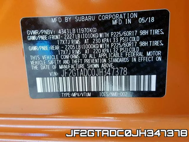 JF2GTADC0JH347378 фото 2