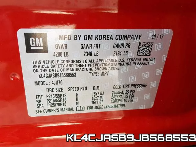 KL4CJASB9JB568553 фото 2