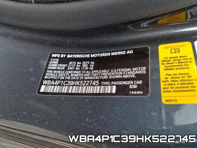 WBA4P1C39HK522745 фото 2