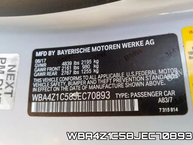 WBA4Z1C58JEC70893 фото 2