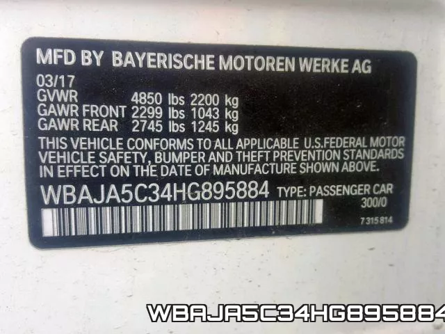 WBAJA5C34HG895884 фото 2