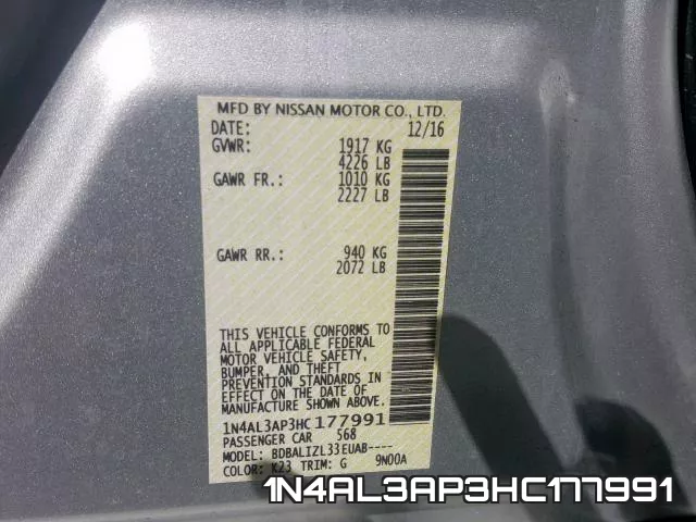 1N4AL3AP3HC177991 фото 2