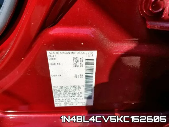 1N4BL4CV5KC152605 фото 2