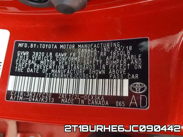 2T1BURHE6JC090442 фото 2