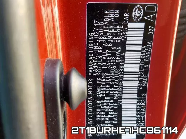 2T1BURHE7HC861114 фото 2