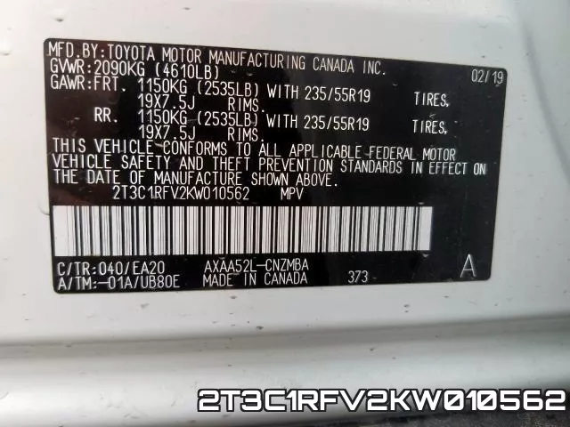 2T3C1RFV2KW010562 фото 2