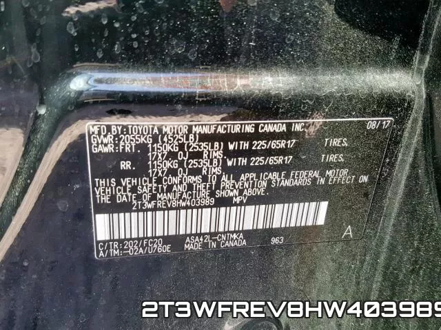 2T3WFREV8HW403989 фото 2