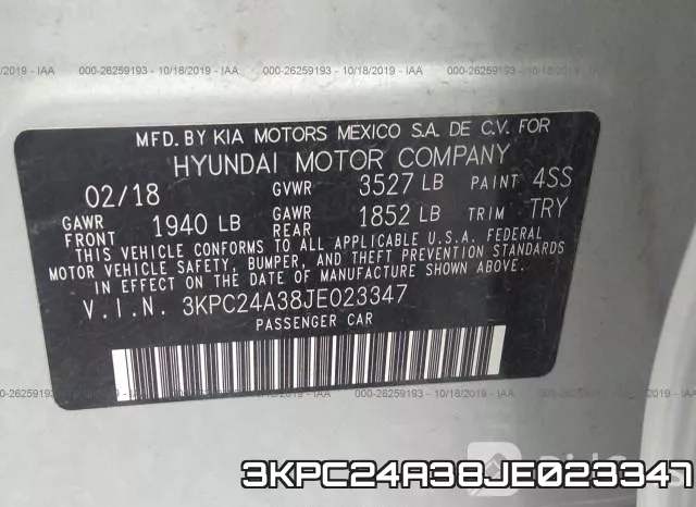 3KPC24A38JE023347 фото 10