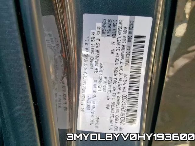 3MYDLBYV0HY193600 фото 2