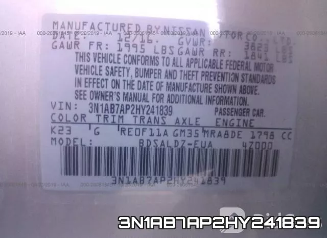 3N1AB7AP2HY241839 фото 10