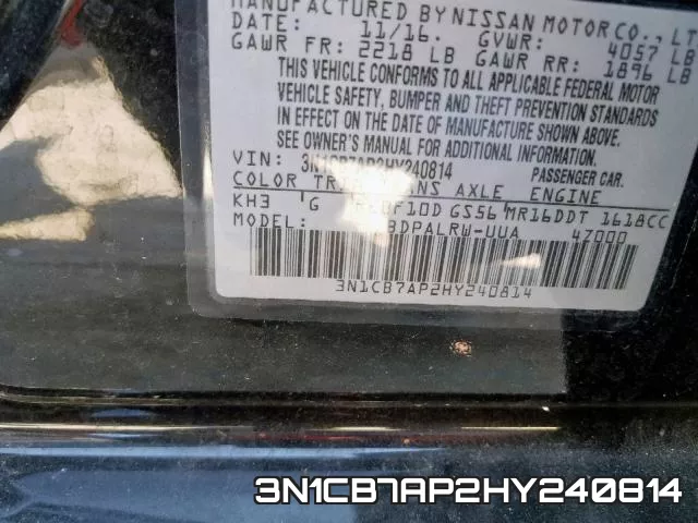 3N1CB7AP2HY240814 фото 2