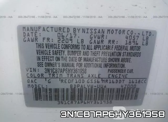 3N1CB7AP6HY361958 фото 10