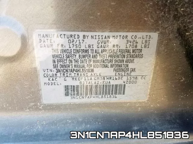 3N1CN7AP4HL851836 фото 2