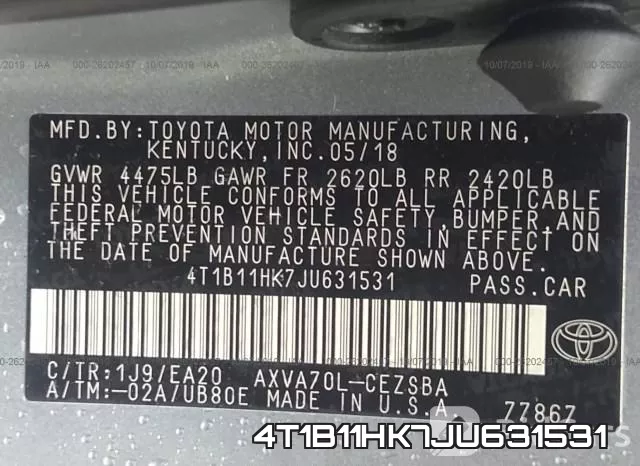 4T1B11HK7JU631531 фото 10