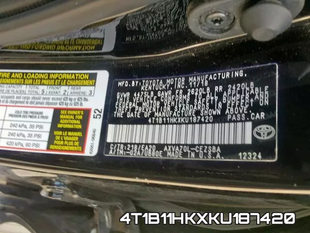 4T1B11HKXKU187420 фото 2
