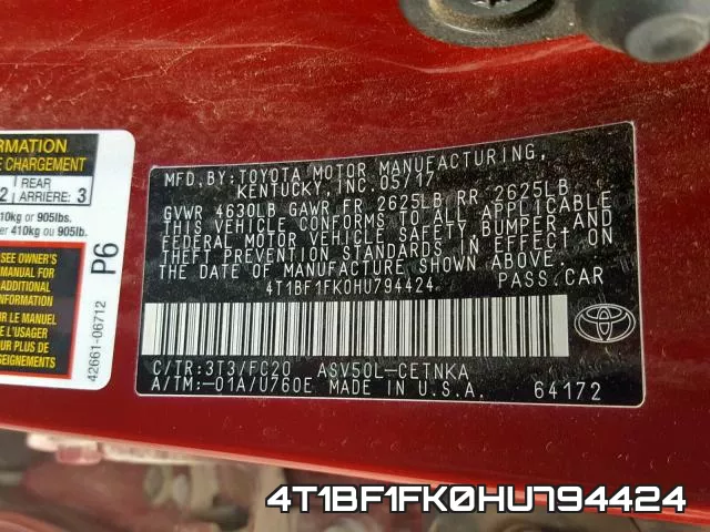 4T1BF1FK0HU794424 фото 2