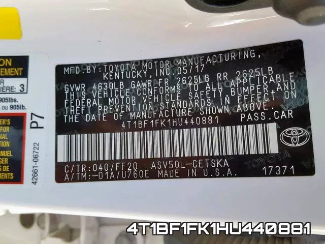 4T1BF1FK1HU440881 фото 2