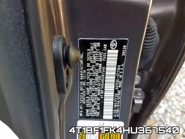 4T1BF1FK4HU367540 фото 2