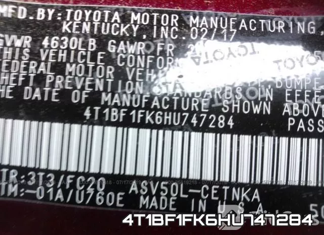 4T1BF1FK6HU747284 фото 10