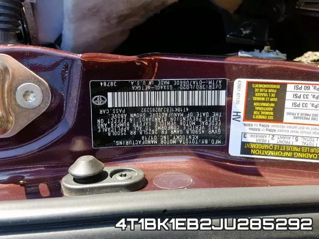 4T1BK1EB2JU285292 фото 2