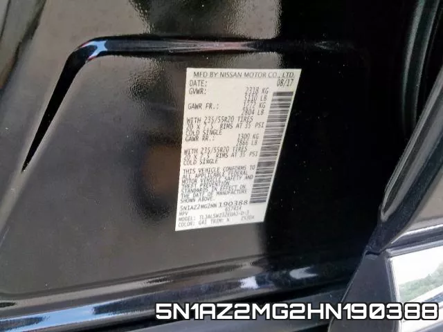 5N1AZ2MG2HN190388 фото 2