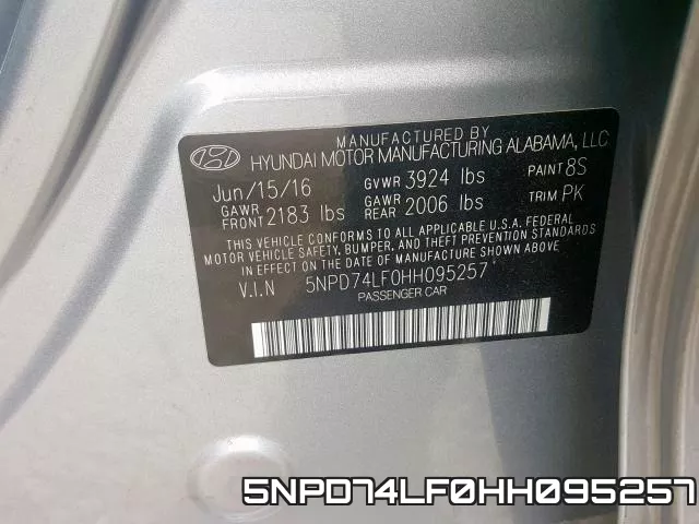 5NPD74LF0HH095257 фото 2