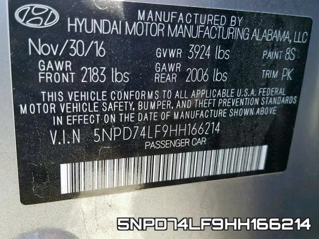 5NPD74LF9HH166214 фото 2