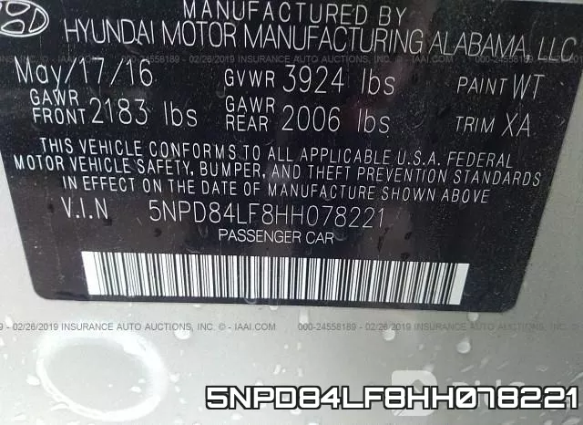 5NPD84LF8HH078221 фото 10