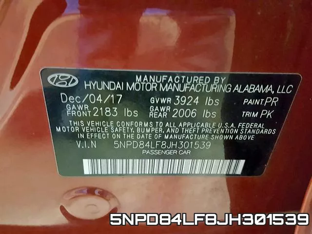 5NPD84LF8JH301539 фото 2