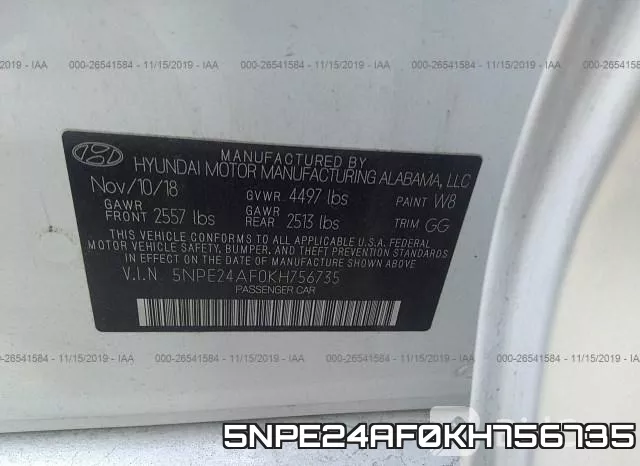5NPE24AF0KH756735 фото 10