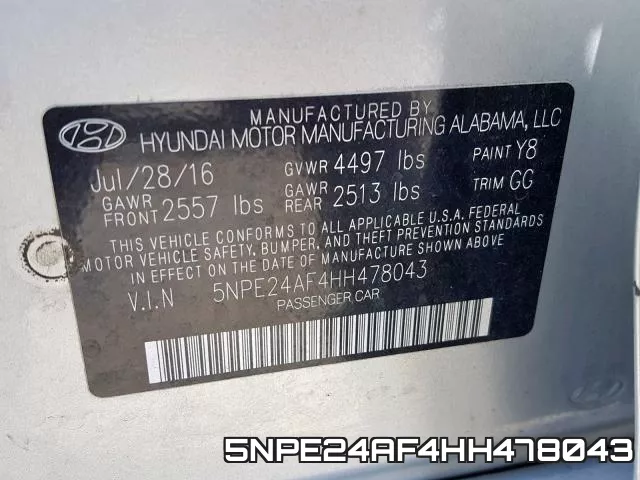 5NPE24AF4HH478043 фото 2