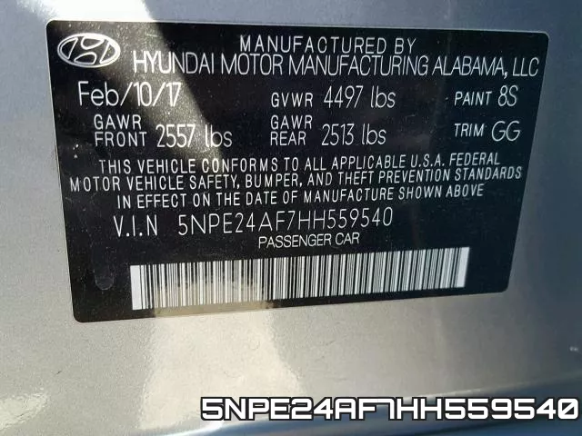 5NPE24AF7HH559540 фото 2