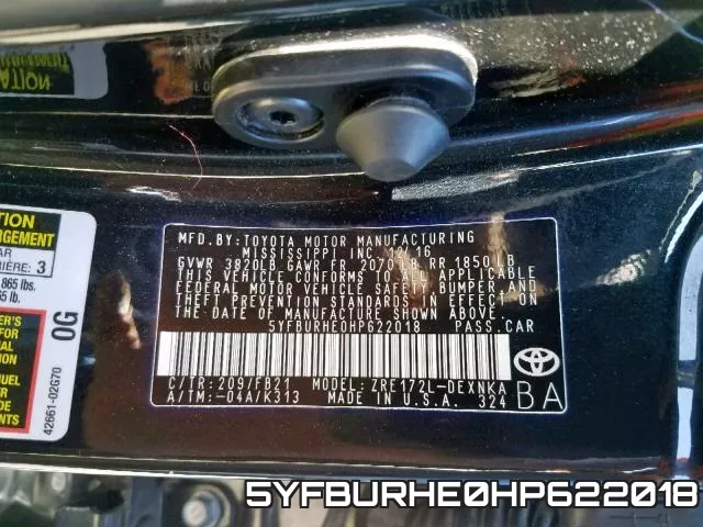 5YFBURHE0HP622018 фото 2
