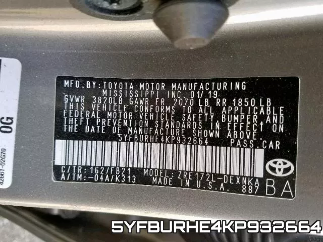 5YFBURHE4KP932664 фото 2