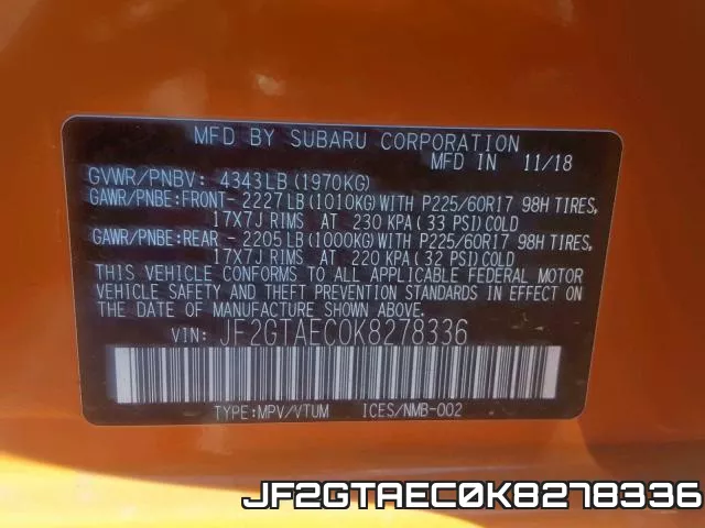 JF2GTAEC0K8278336 фото 2