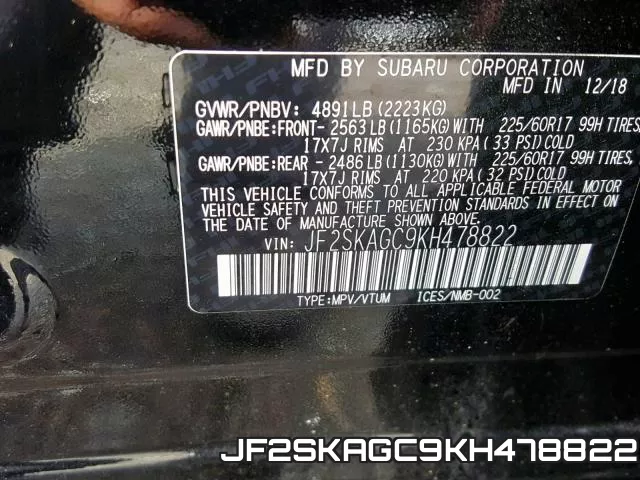 JF2SKAGC9KH478822 фото 2