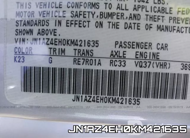 JN1AZ4EH0KM421635 фото 10