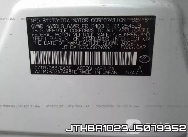JTHBA1D23J5079352 фото 10