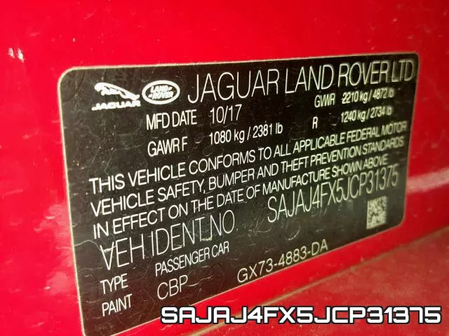 SAJAJ4FX5JCP31375 фото 2