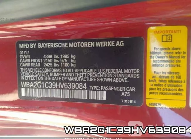 WBA2G1C39HV639084 фото 10