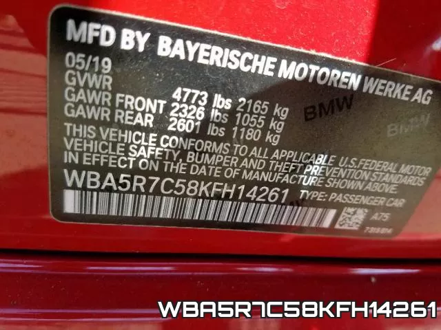 WBA5R7C58KFH14261 фото 2