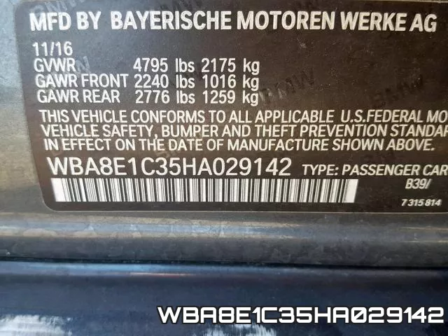 WBA8E1C35HA029142 фото 2