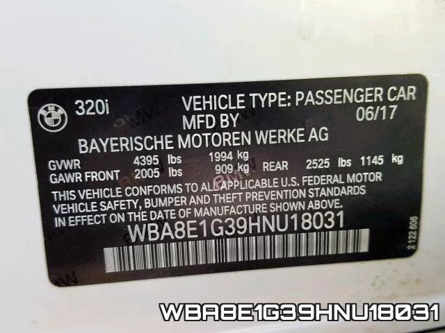 WBA8E1G39HNU18031 фото 2
