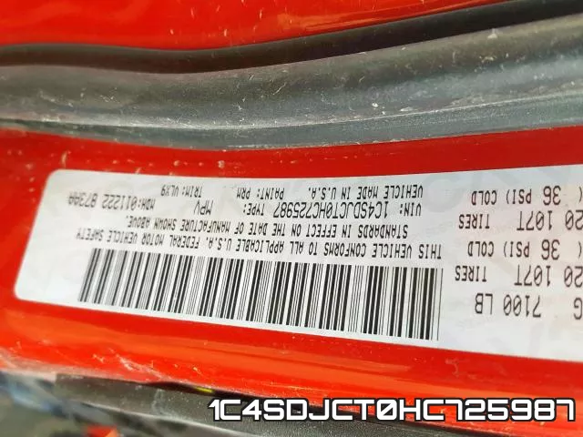 1C4SDJCT0HC725987 фото 2