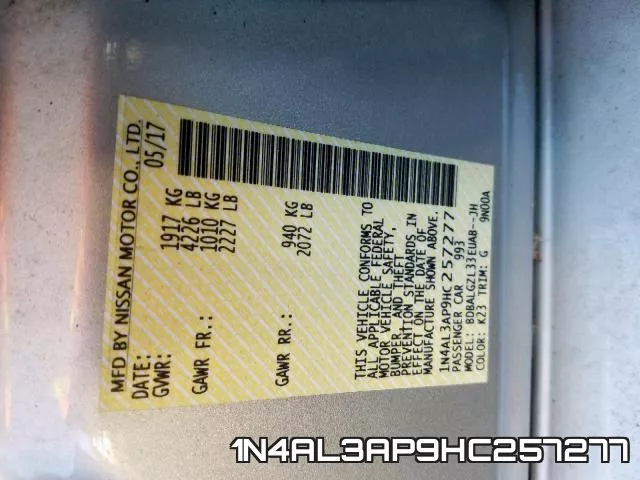 1N4AL3AP9HC257277 фото 2