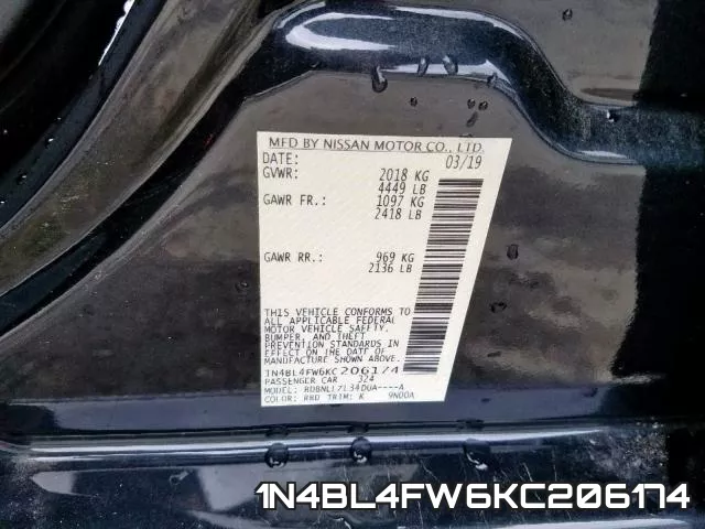 1N4BL4FW6KC206174 фото 2