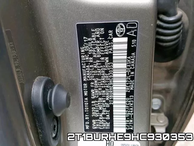 2T1BURHE9HC930353 фото 2