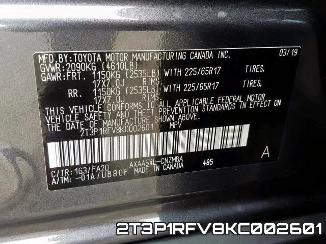 2T3P1RFV8KC002601 фото 2