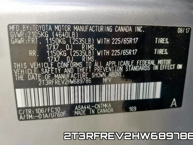 2T3RFREV2HW689786 фото 2